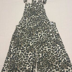 bohme Tan and Black Leopard Print Overalls
